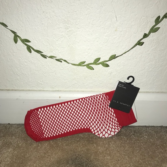 Red Fishnet Socks - Picture 2 of 3
